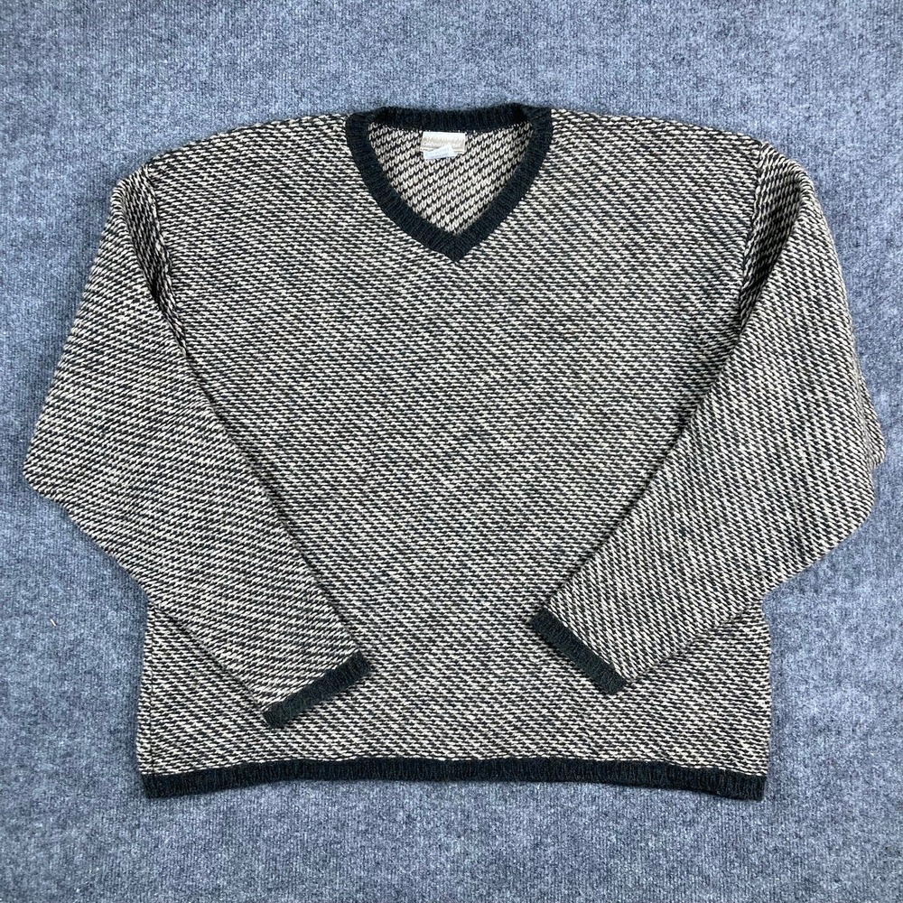 Coldwater Creek Sweater Mens XL Wool Cotton Blend V-Neck‎ Black